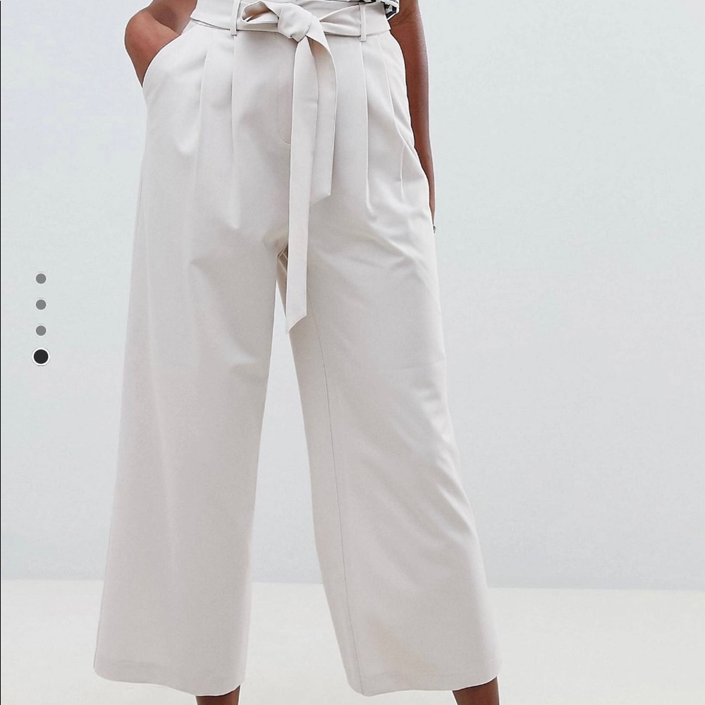 Cream wide leg pants